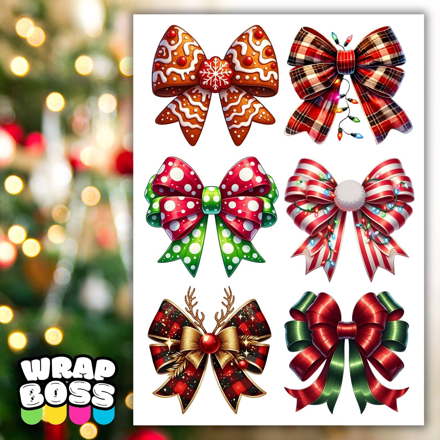 Christmas Bows | UV DTF Element Sheet