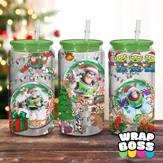 Toy Robot Christmas | UV DTF 16oz Can Wrap