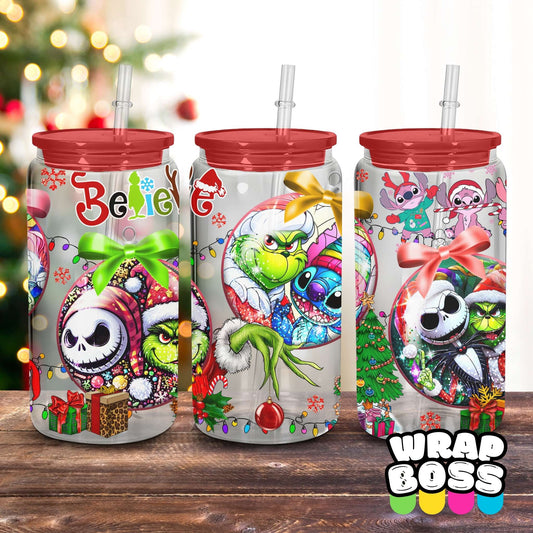 Grinch & Friends Baubles | UV DTF 16oz Can Wrap