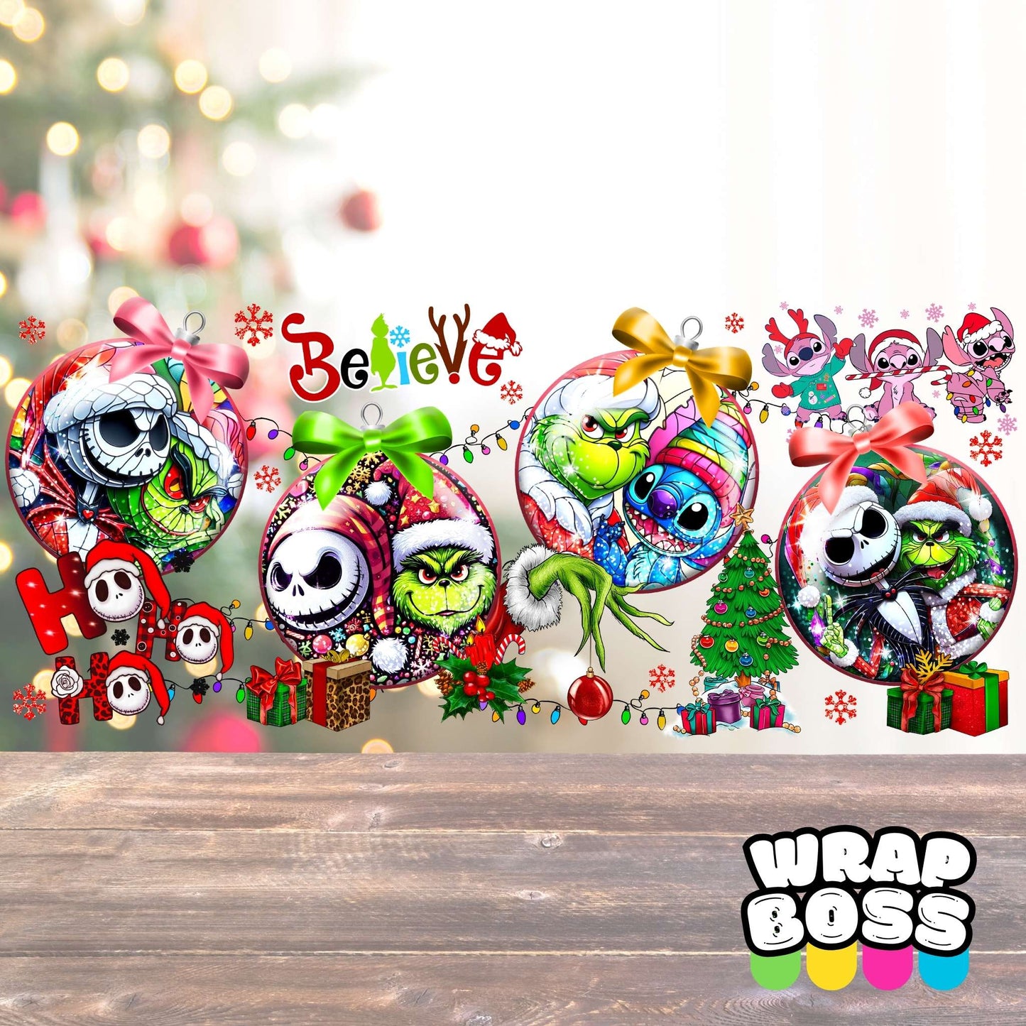 Grinch & Friends Baubles | UV DTF 16oz Can Wrap