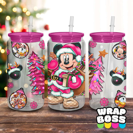 Mouse Pink Christmas | UV DTF 16oz Can Wrap