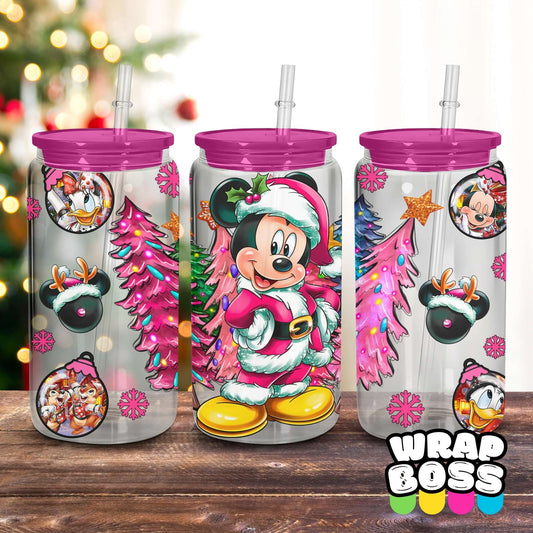 Mrs Mouse Pink Christmas | UV DTF 16oz Can Wrap