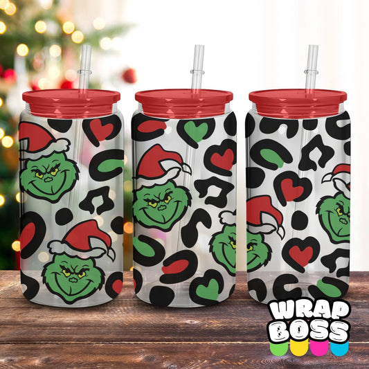 Leopard Grinch | UV DTF 16oz Can Wrap