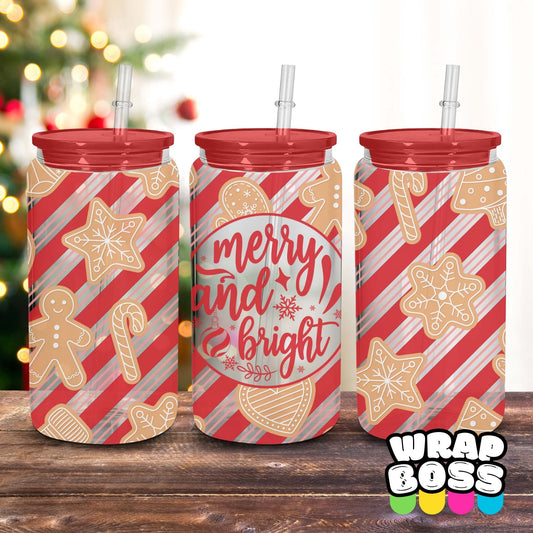 Merry & Bright | UV DTF 16oz Can Wrap