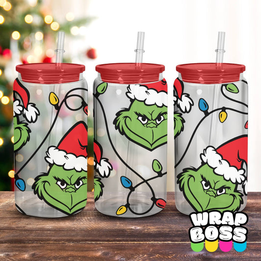 Grinch Lights | UV DTF 16oz Can Wrap