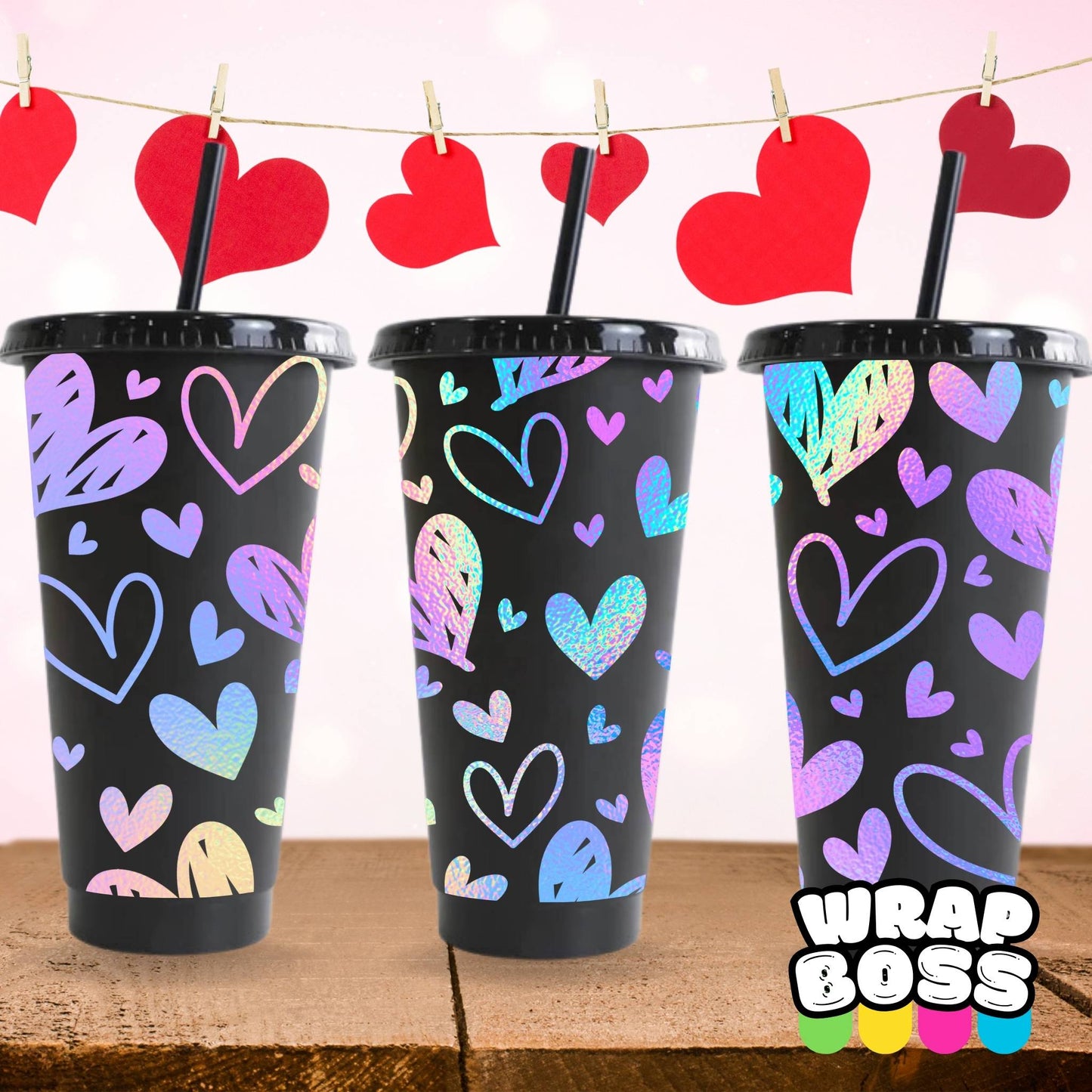 valentines day cold cup heart transfer wrap