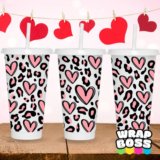 Sketched Filled Hearts | UV DTF 24oz Cold Cup Wrap