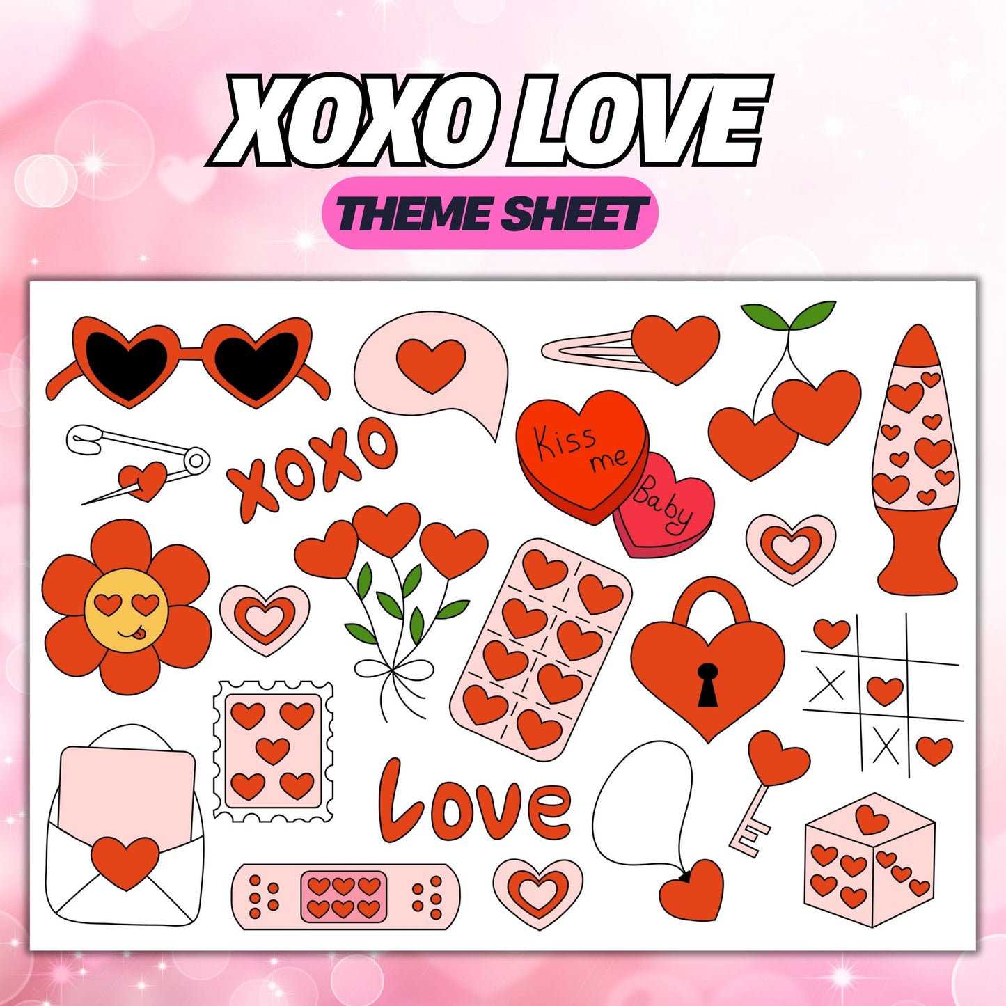 XOXO Love | UV DTF Element Sheet